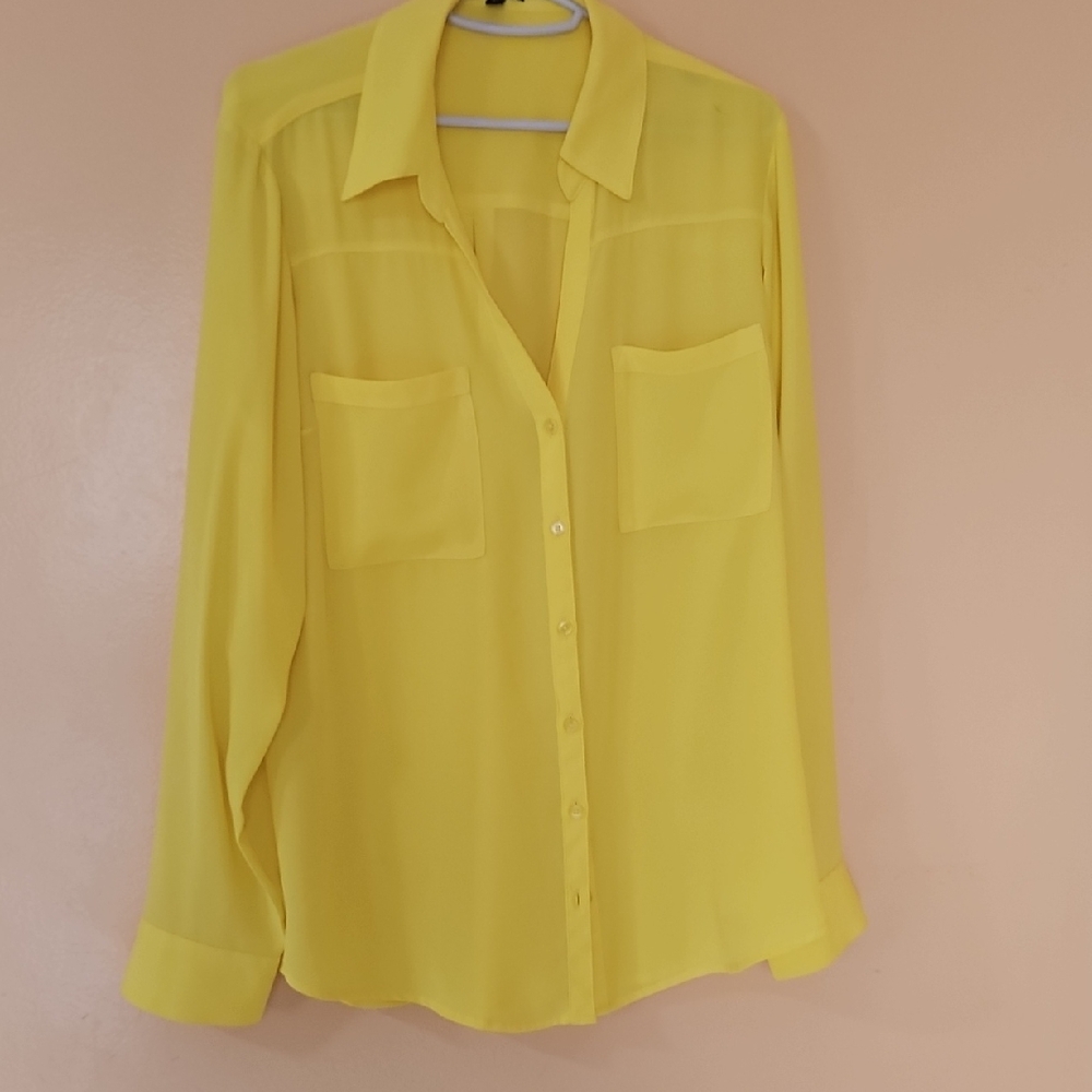 Express Yellow Button-Down Shirt